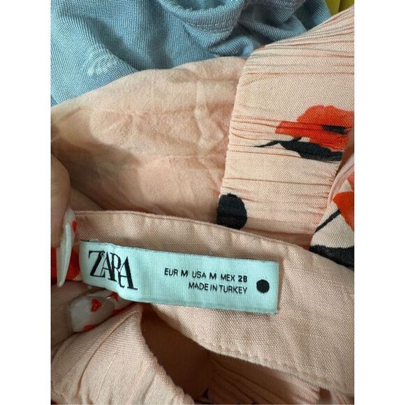 ZARA Pink Floral Linen Blend Backless Halter Crop Top Size Medium - Picture 6 of 6